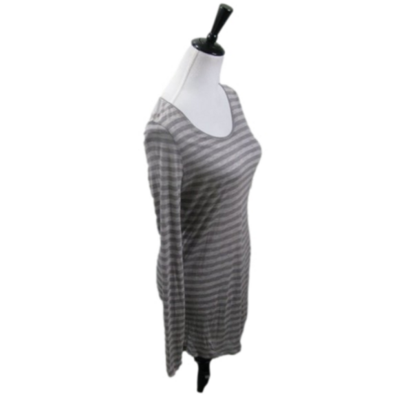 EILEEN Fisher Gray Stripe Semi Sheer Long Sleeve Top Size Medium - Picture 3 of 4